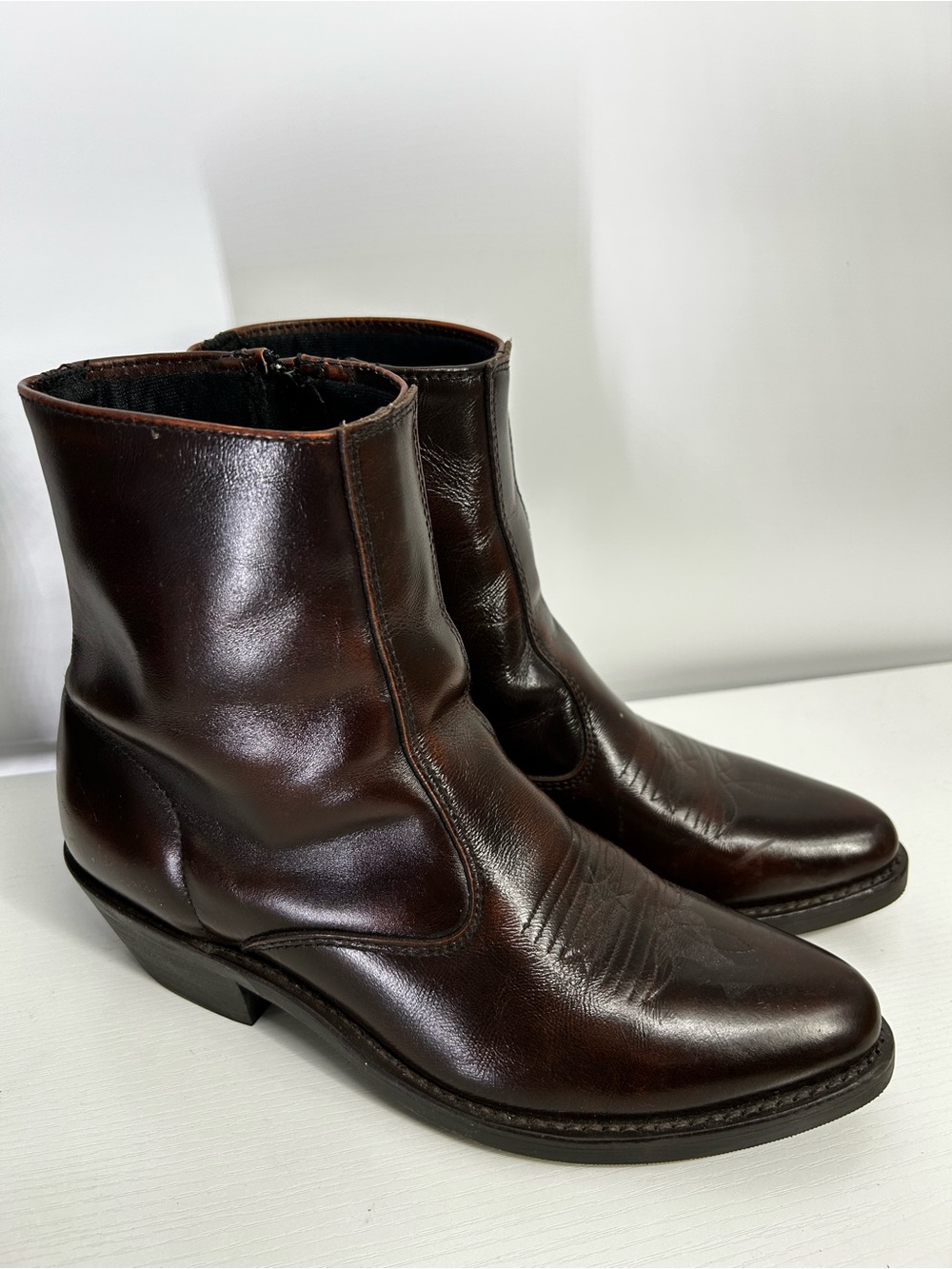 Laredo Long Haul Dark Brown Leather 7inShort Side Zip Western Boots Men’s SZ 9D